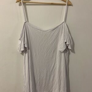 White Flutter Sleeve Coldshoulder top plus size